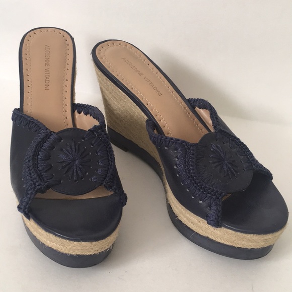 Adrienne Vittadini Shoes - Adrienne Vittadini navy medallion wedges